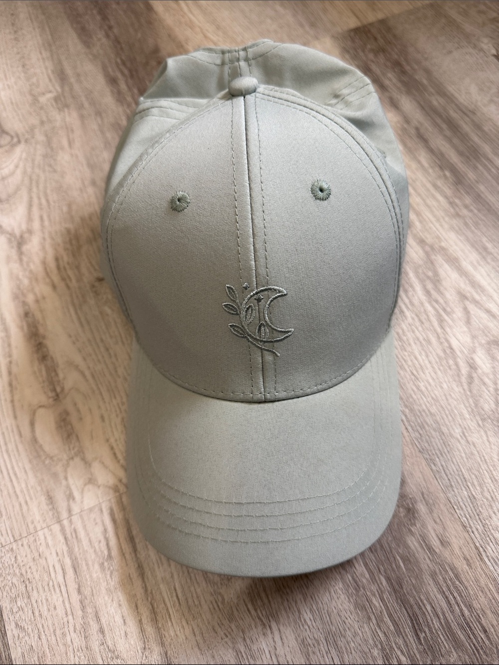 Embroidered Crescent Leaf Baseball Cap - Sage Green